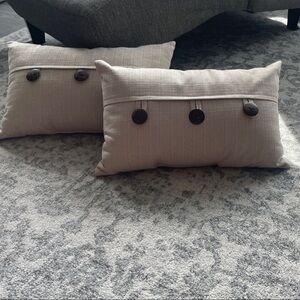 Elegant Tan Button-Accent Throw Pillows